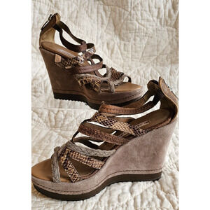 Janet‎ Sport Platform Leather Wedge Gladiator Cage Sandal Heels EU 38 US 7.5 90s
